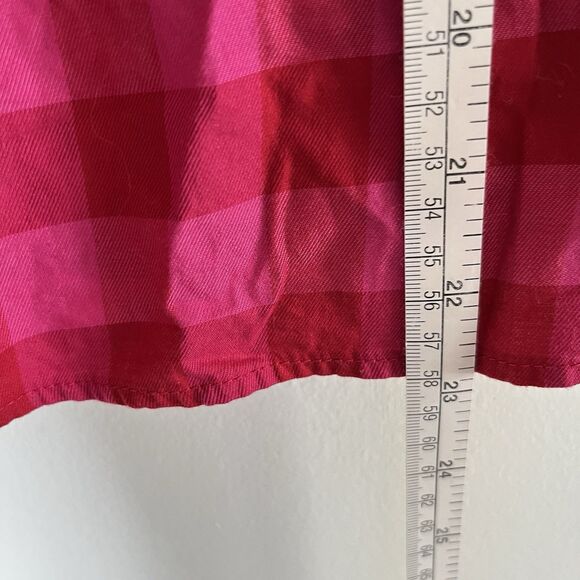 Vilagallo Top Womens 40 Red Pink Plaid Button Up Summer Preppy Beach Casual - Picture 7 of 9